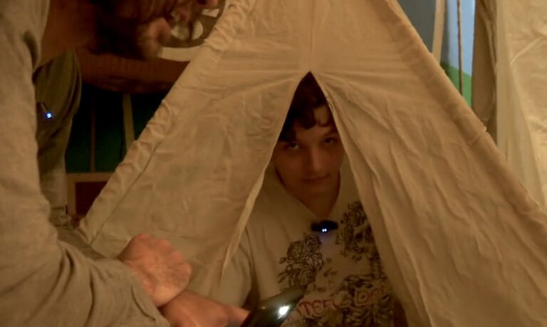 Gavin is in the teepee in the Comedy Clubhouse where he spends 50 hours