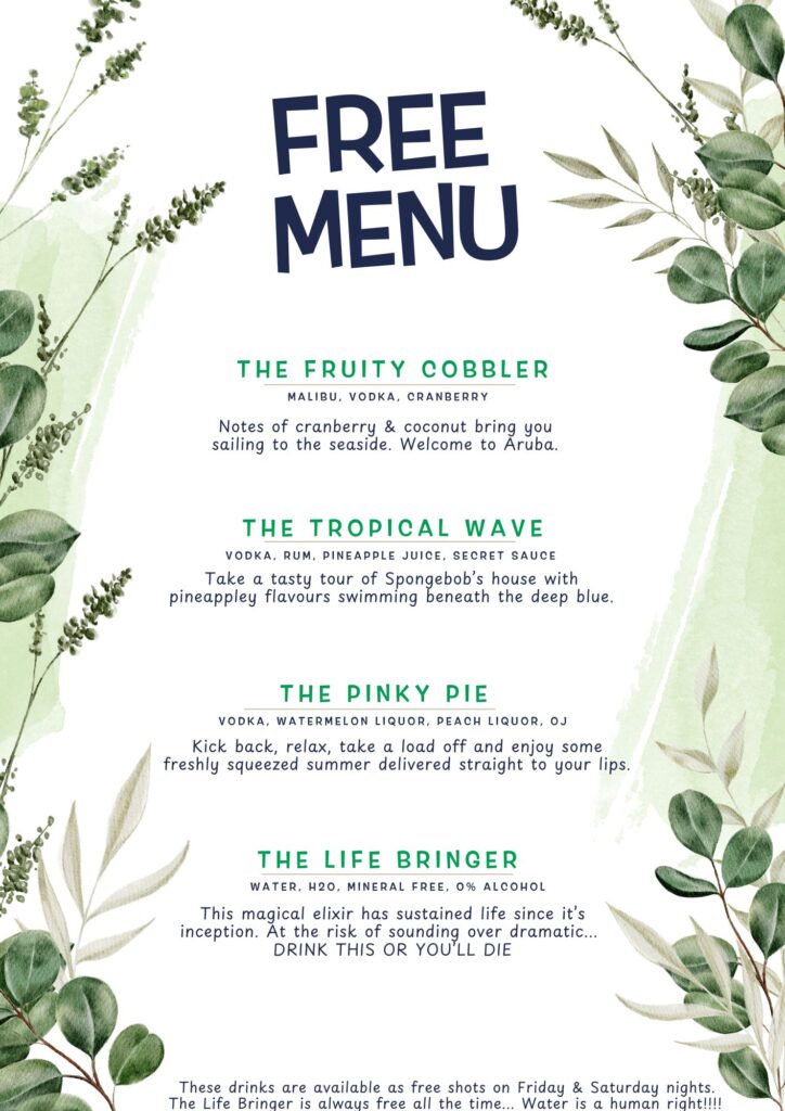 Greenery Wedding Menu1