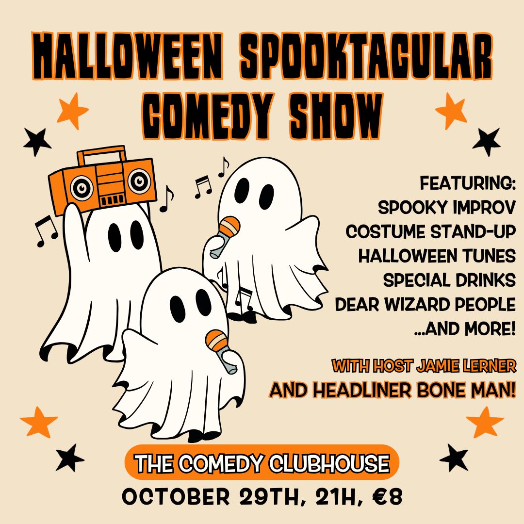 Halloween Spooktacular Comedy Show with ghosts and information about the show